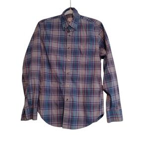 J Crew Shirt Mens Small Blue Plaid Long Sleeve Button Down Cotton Casual Preppy
